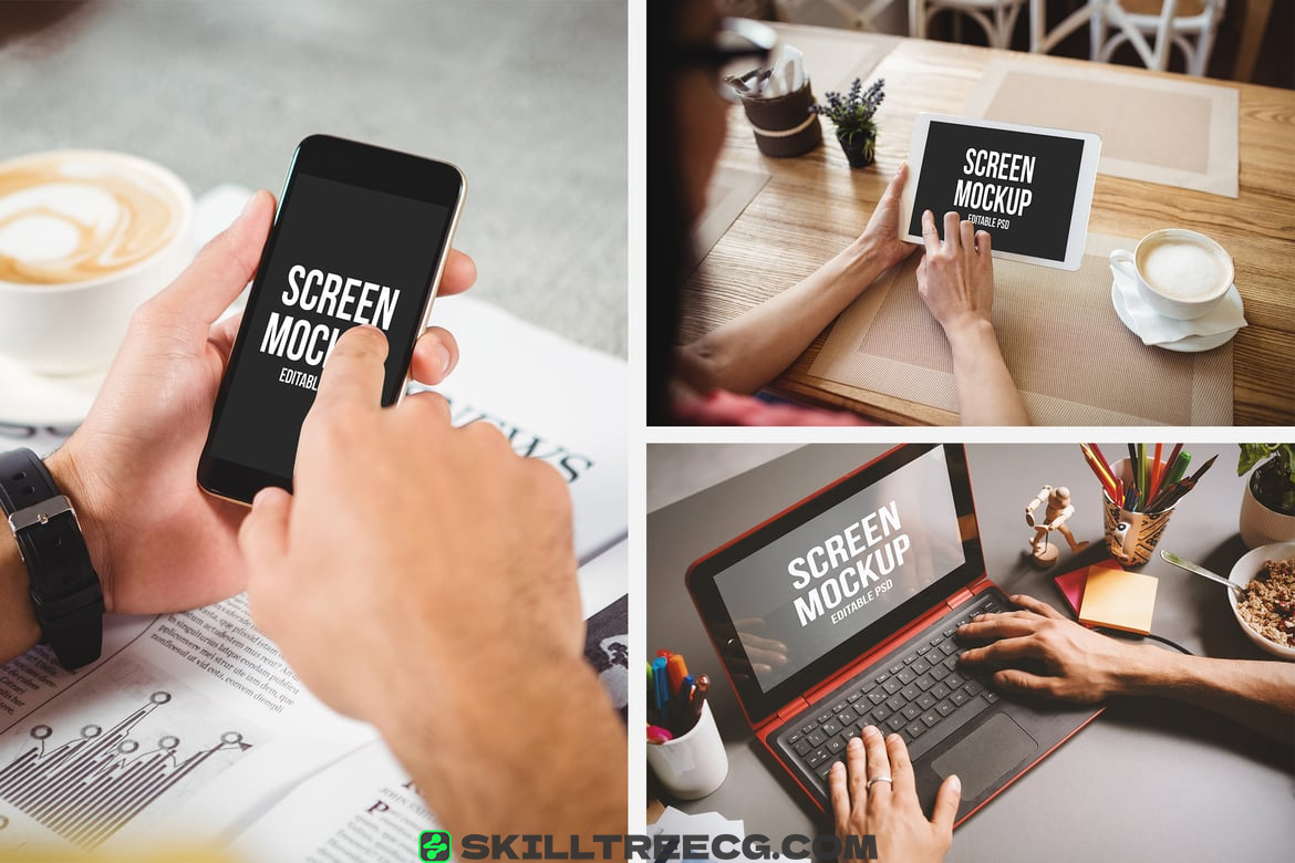 Devices at a Cafe Mockup Set（372801）-技能树